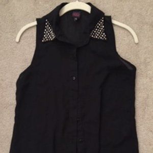 bebe Black sheer button up blouse
